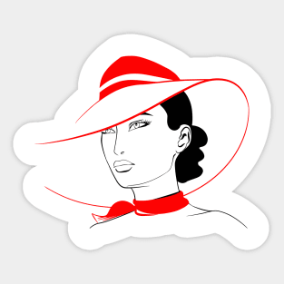 Woman in Hat Sticker